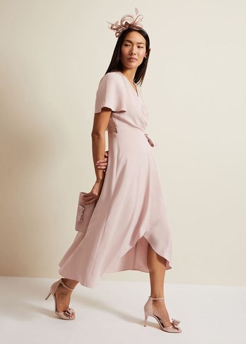 Phase Eight Julissa Frill Wrap Dress Rose Australia | QO3715098